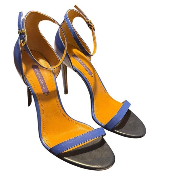 Ralph Lauren Purple Label Sonkia Two-Tone Blue Nappa Leather Stiletto Heels 8.5 - Picture 4 of 16